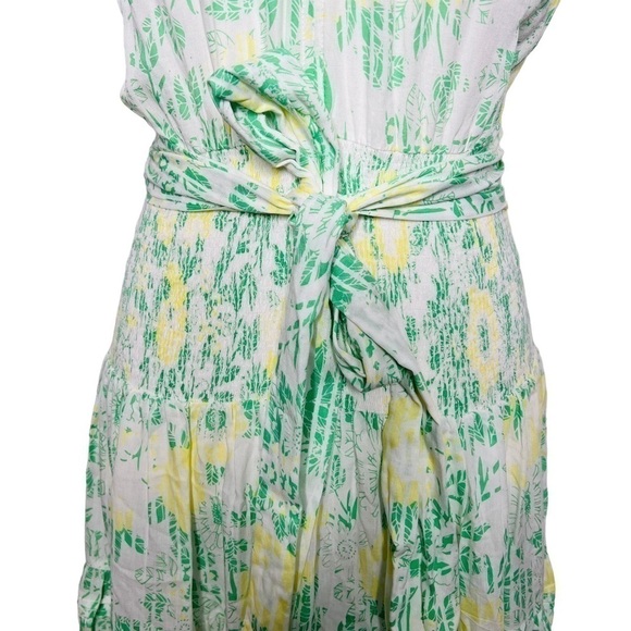 Poupette St Barth Della Floral Mini Dress Green Yellow Size S - Picture 8 of 14